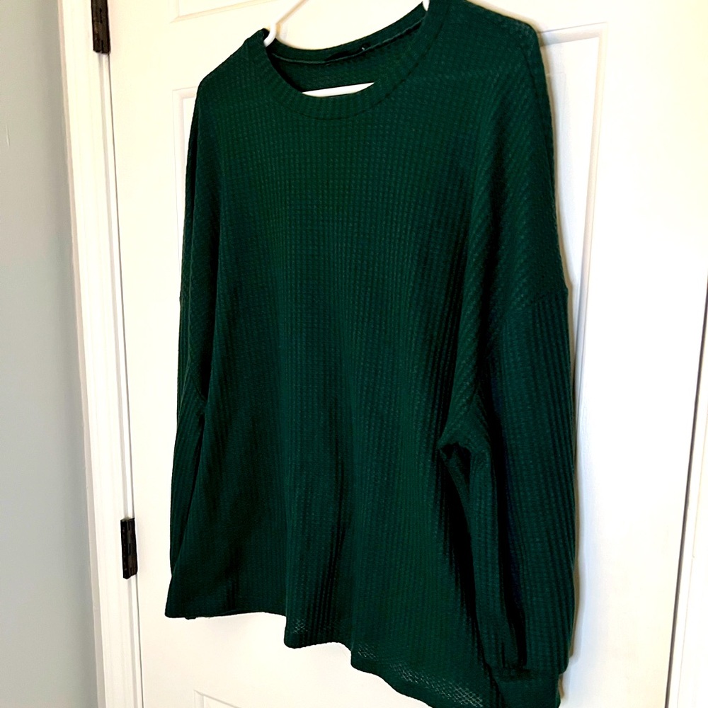 Shein Curve Green waffle style shirt size 2X